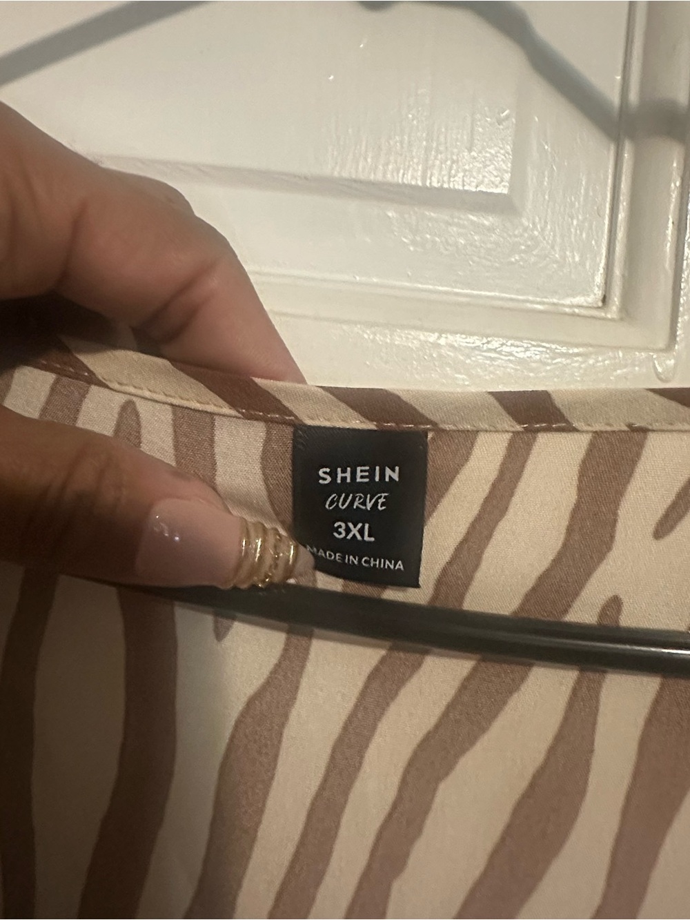 SHEIN Curve Beige and Brown Zebra Mini Dress